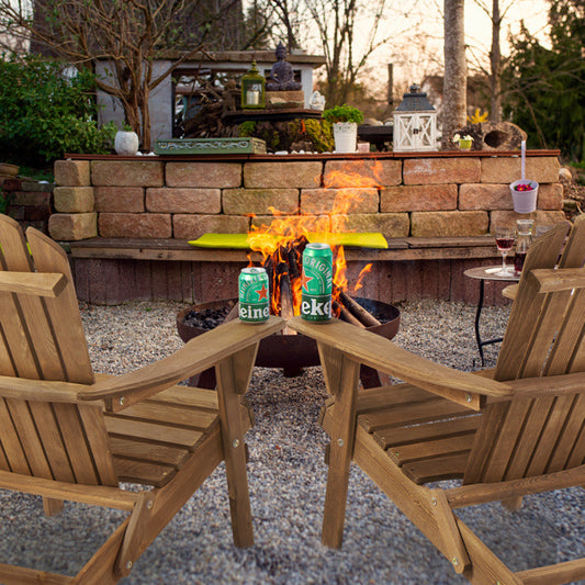 US Local Wooden Outdoor Folding Beach Chair Two-piece Set