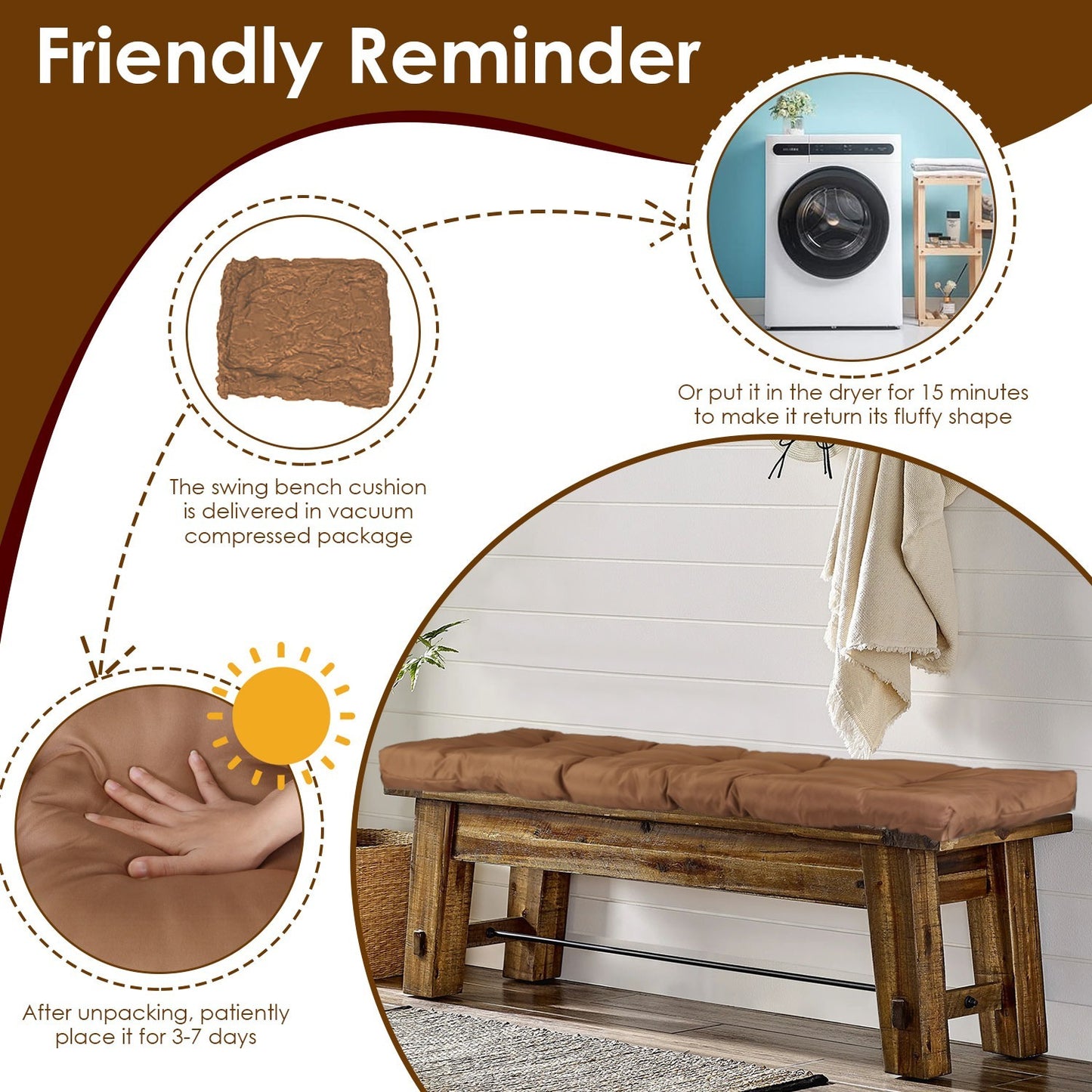 US Local 1Pc Bench Seat Cushion For Indoor Outdoor Furniture Water-Resistant Or Non-Water-Resistant Options 8CM Or 10CM 51.18 X 19.68IN For Garden Patio Balcony Entryway Fedex Shipping