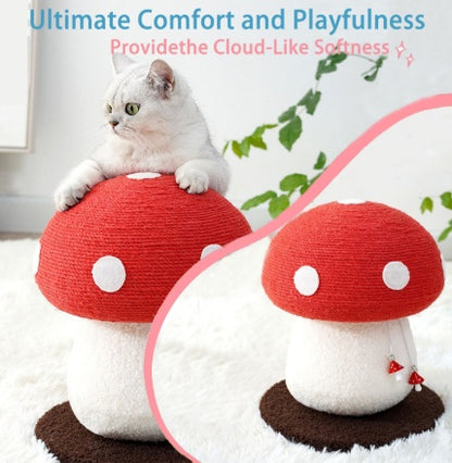 US Local Mushroom Cat Climbing Frame, Sisal Cat Climbing Post, Interesting Red And White Mushroom Design With Fluffy Base, Cat Scratching Claw Toy, Cat Tree, Wear-resistant Cat Scratching Ball, Cat Supplies