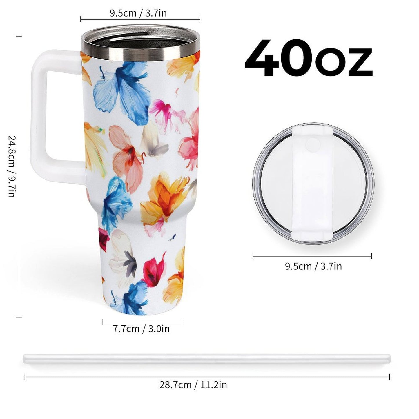 PHDT00241 POD US Local Tumbler 40 oz Large Capacity Car Cup Casual, Flower