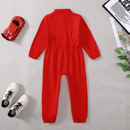 US Local Toddler Child Girls Boys Racing Driver Jumpsuit, Racer Outfit, Halloween Christmas Carnival Party Race Car Driver Clothing Set