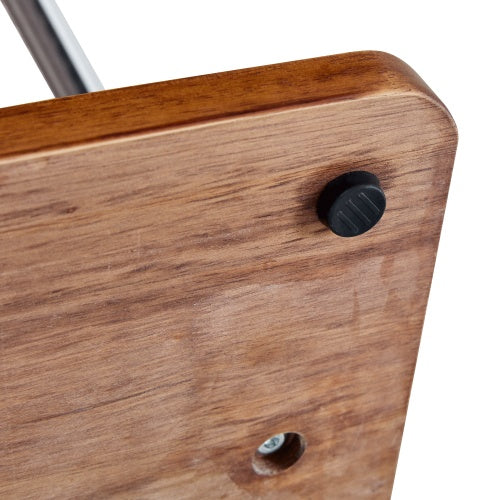 US Local 70  Industrial Coat Rack, Solid Wood & Silver Stainless Steel Clothing Rack, Double Layer Hanger For Coats, Hats, Bags, Shoes, Vintage Wood Grain  34.6  Wide