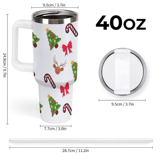 POD US Local Tumbler 40oz Large Capacity Car Cup Christmas, Elk, Bow