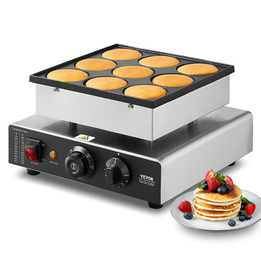 US Local 9PCS 76mm Dutch Pancake Maker Commercial Dorayaki Baker 850W Non-stick
