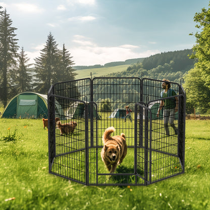 8 Panels Heavy Duty Metal Playpen With Door,39.37 H Dog Fence Pet Exercise Pen For Outdoor, Indoor