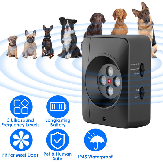 US Local 1Pc Ultrasonic Anti Barking Device Indoor Outdoor Dog Bark Control With 3 Frequency Levels Max 32.8Feet Sensing Distance For Most Dog Sizes