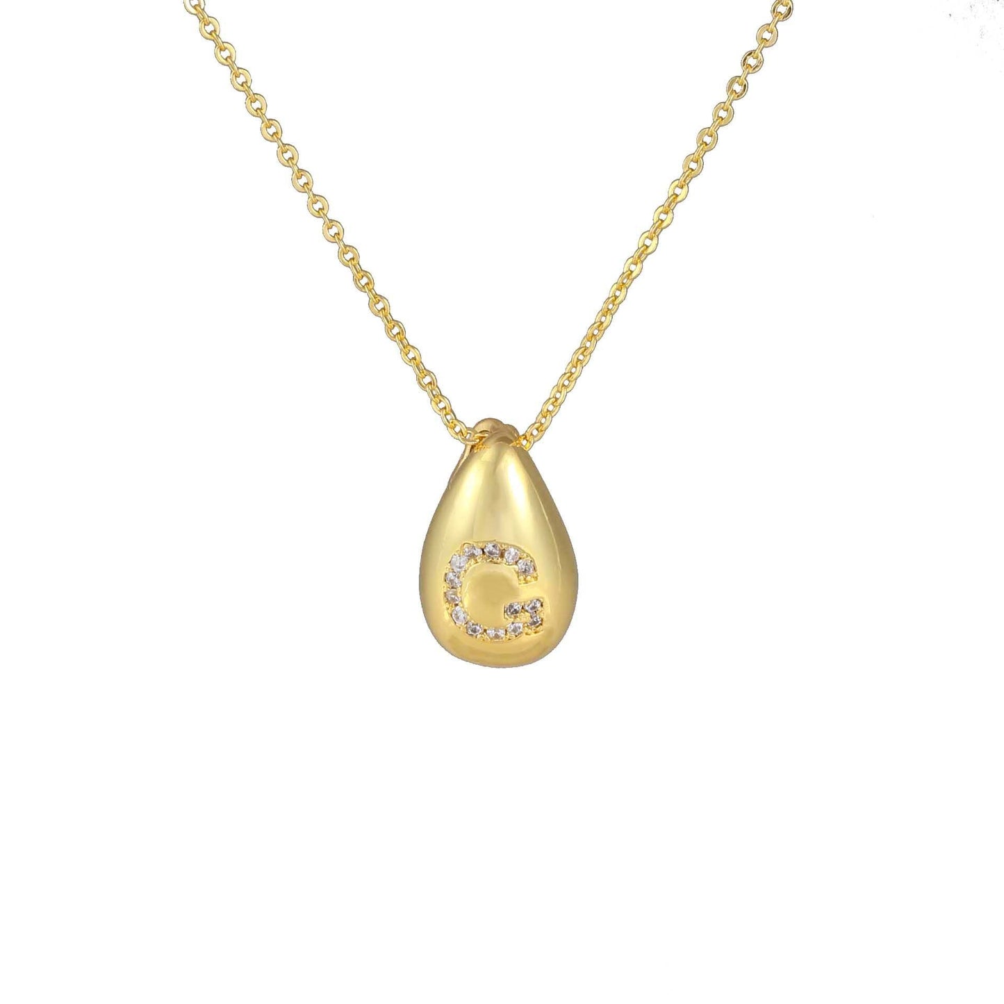 Glossy Water Drop 26 English Letter Pendant Copper-plated Gold Simple Pendant Female