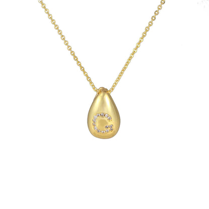 Glossy Water Drop 26 English Letter Pendant Copper-plated Gold Simple Pendant Female