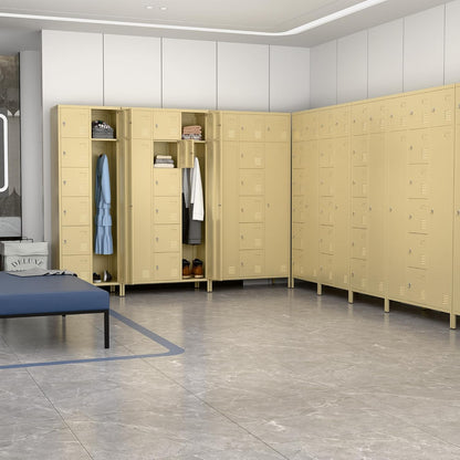 US Local Metal Storage Lockers With 10 Doors And Rod,Industrial Combination Employees Lockers With 2 Big And 8 Small Doors For Home Gym,School,Office,Assembly Required,Camel