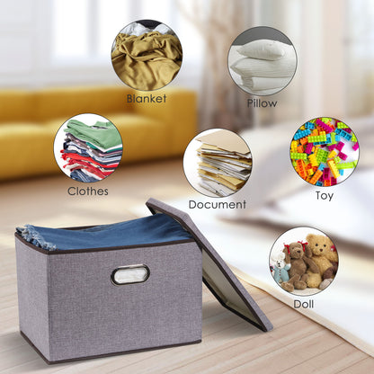 US Local Household Items Storage Box Cotton And Linen Large Folding Storage Box Clothing Storage Box 44-30-30cm, 3-piece Set, 5-piece Set