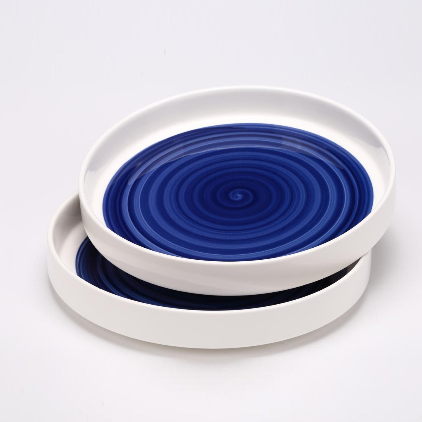 US Local White-Blue Ceramic Dinner Plates Set of 2 - Microwavable Plates for Heating Food Stylish Dinner Plates Dishwasher Safe Ceramic Plates