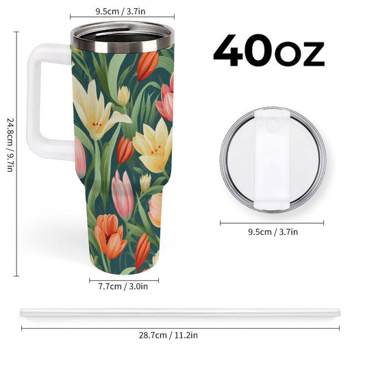 PHDT00371 POD US Local Tumbler 40 oz Large Capacity Car Cup Flowers, Gentle