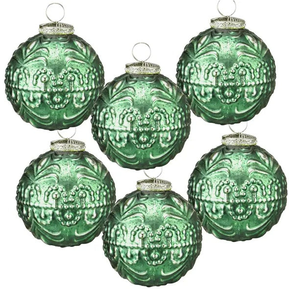 US Local D3.9 Christmas Ball Ornaments, Glass Decorative Hanging Ball Christmas Tree Ornaments For Holiday Party Decorations, Set Of 6