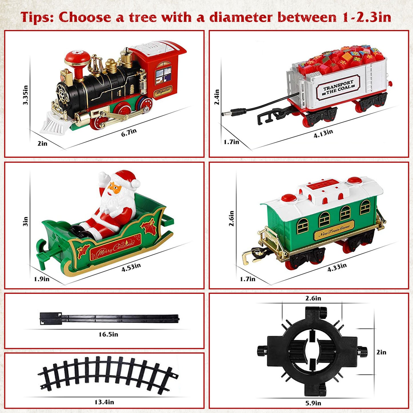 US Local Electric Train Set Kid Toy Xmas Steam Train Kit Tree Surround Track Battery Operated With Sound Light Santa Claus Christmas Gift