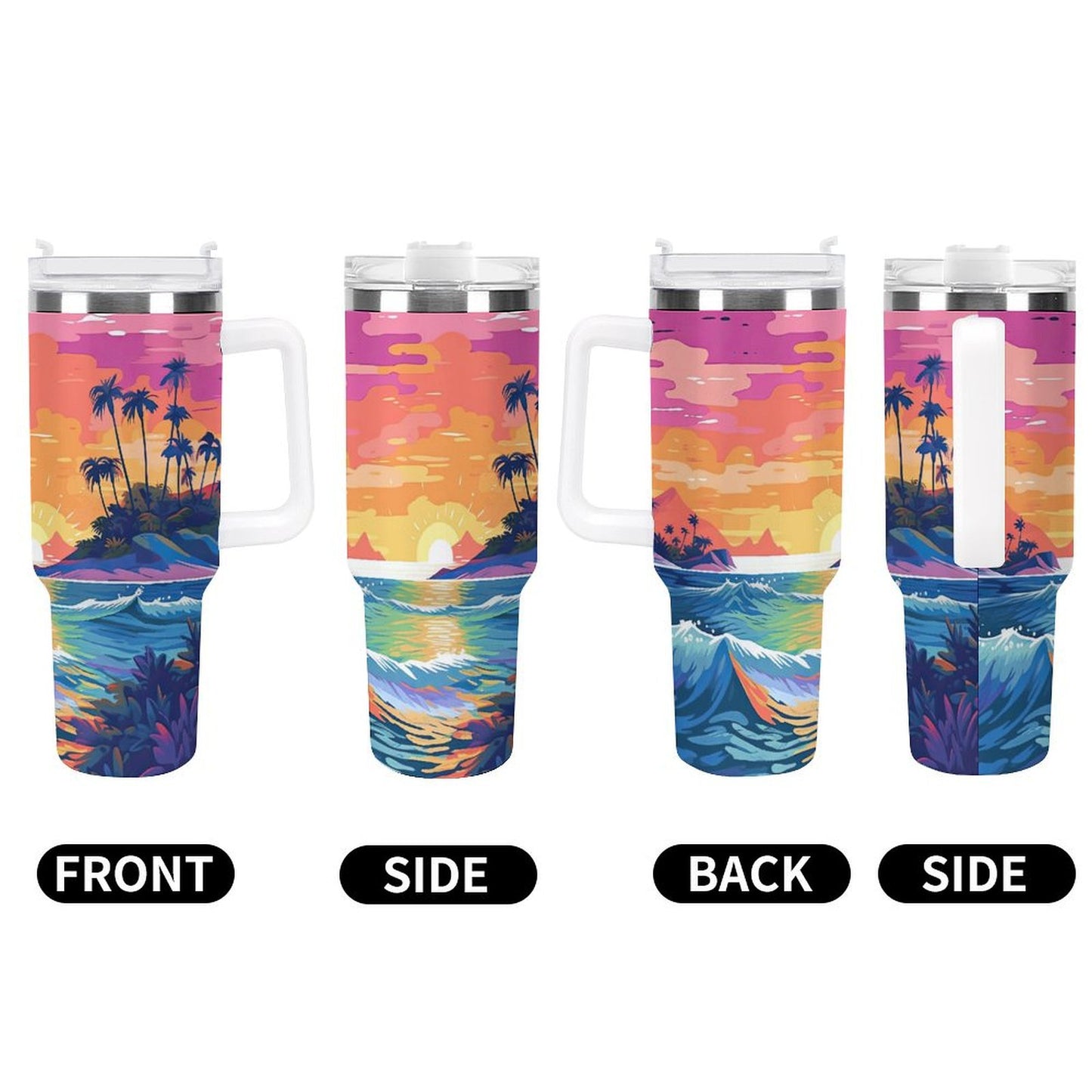 PHDT00520 POD US Local Tumbler 40oz Large Capacity Car Cup Island, Sunset