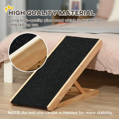 US Local Foldable Pet Ramp With Non-slip Carpet Height Adjustable Pine Wood For Dogs Cats Black