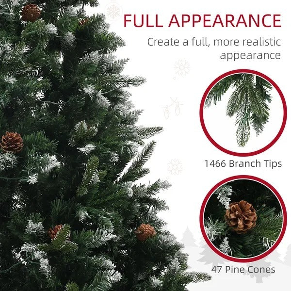 CA Local 7 ft Prelit Artificial Christmas Tree With Dual Colour LED Light, Hinged Xmas Tree For Home Office Holiday