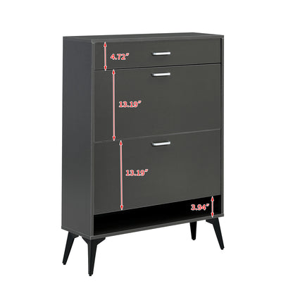 US Local Shoe Cabinet Shoe Storage Shelves Grey Space-Saving Shoe Storage Cabinet