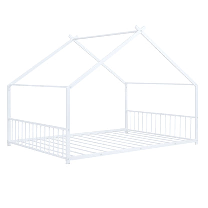 US Local Full Size Metal House Bed, White