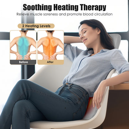 US Local 1 Set Full Back Massager With Rolling Kneading Nodes Soothing Heating 3D Deep Tissue Shiatsu Chair Massage Pad For Lumbar Upper Lower Back Gift For Women Men