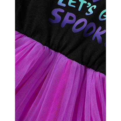 US Local Little Girls 2Pcs Halloween Outfits Sleeveless Tulle Dress With Hooded Cloak Set Clothes