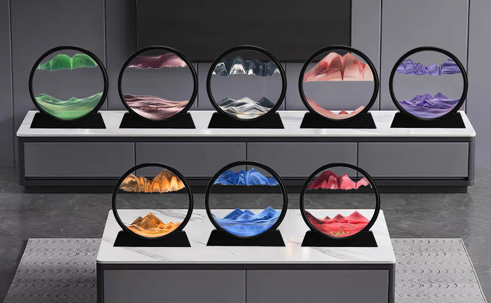 US Local 3D Dynamic Sand Art Liquid Motion, Moving Sand Art Picture Round Glass 3D Deep Sea Sandscape In Motion Display Flowing Sand Painting Relaxing Desk Toys