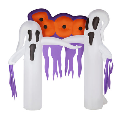 US Local 9.8ft White Ghost Arch 3 LED Lights And 2 Colorful Light Plates Halloween Inflatable Decoration