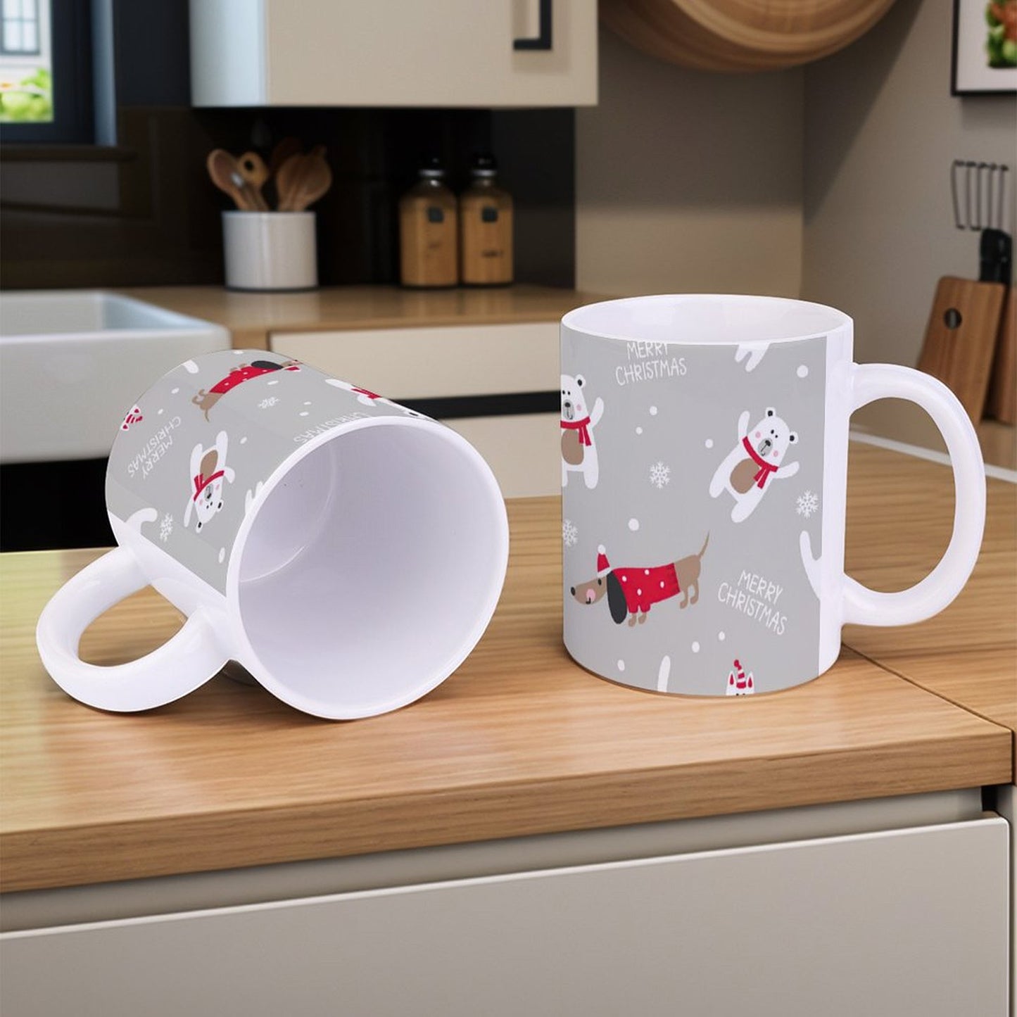 POD US Local White mug with full print, Christmas Pets 0103
