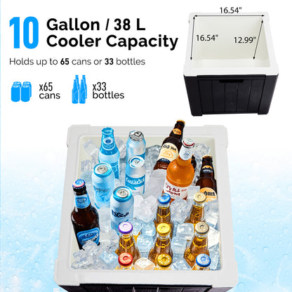 US Local 10 Gallon Cooler Side Table, Multi-purpose Ice Cooler Outdoor Cocktail Side Table For Camping, Picnic, Beach, Pool, Party