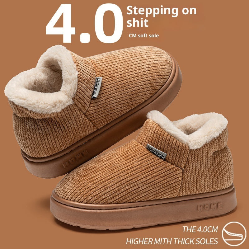 Ankle Wrap Cotton Slippers Women's Indoor Plush Thermal Non-slip Cotton-padded Shoes