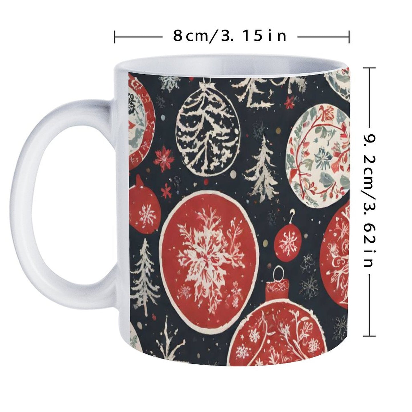 POD US Local White mug with full print, Christmas, Colored Balls 0056