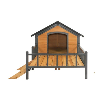 US Local Outdoor Large Wooden Cabin House Style Wooden Dog Kennel With Porch