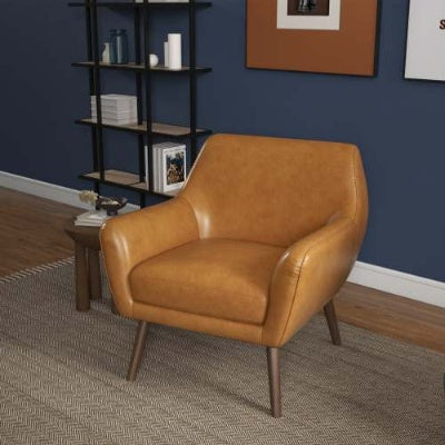 US Local Panom Tan Leather Lounge Chair