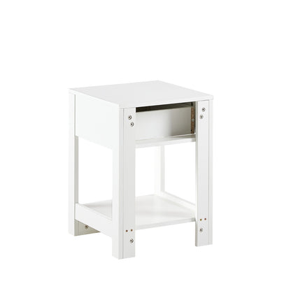 US Local 15.75 Rattan End Table With Drawer, Modern Nightstand For Bedroom, White