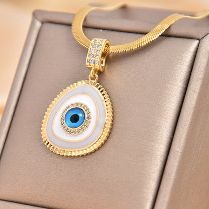 Micro Inlaid Zircon Blue Eye Temperament Entry Lux Niche Design Necklace