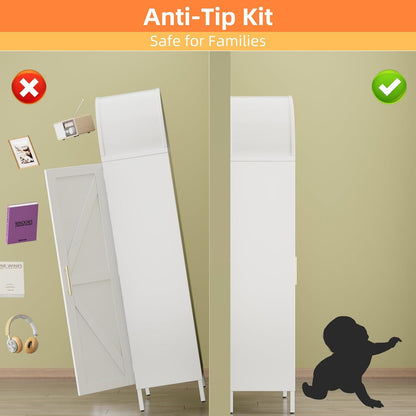 US Local White Kitchen Pantry Cabinet, Arched Storage Cabinet With Doors And Adjustable Shelves, Tall Freestanding Cupboard For Laundry, Dining Room, Living Room, Bathroom