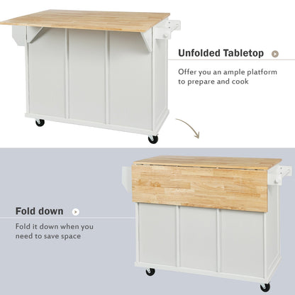 US Local Kitchen Cart With Drop-Leaf Countertop, Cabinet Door, And Storage Racks