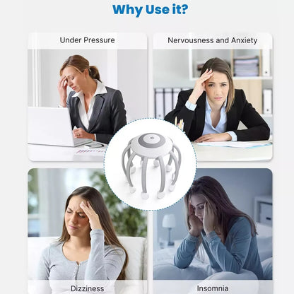 US Local Portable Octopus Electric Head Massager With 10 Detachable Claws 4 Modes Vibration Massage To Relieve Scalp Fatigue