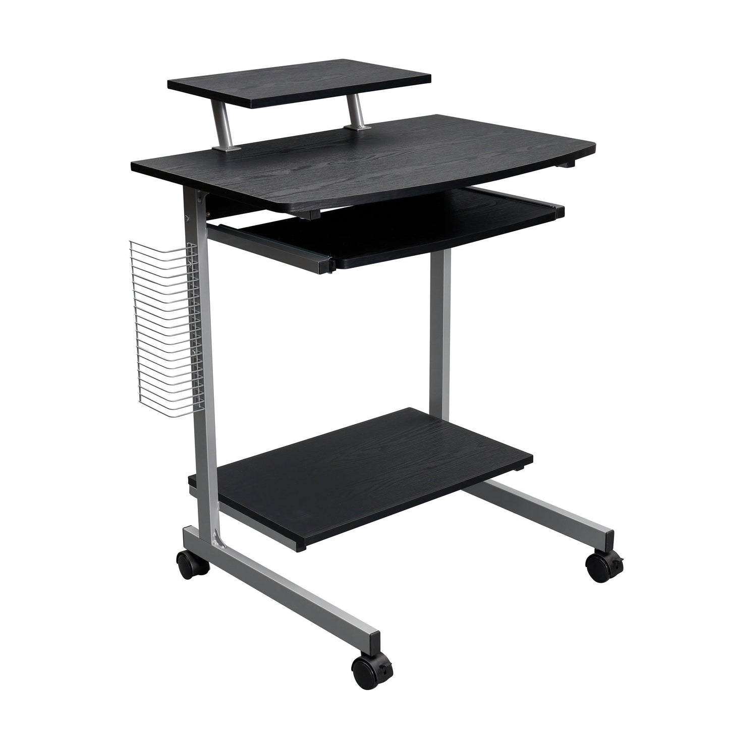 US Loccal Compact Computer Cart With Storage Space, Dark Coffee Color