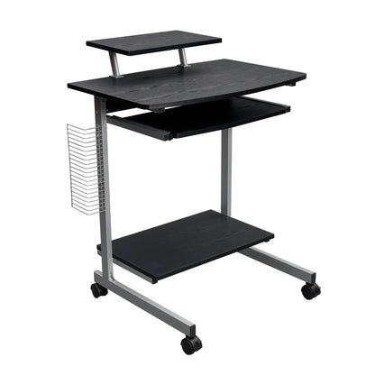 US Local Compact Computer Cart With Storage Space, Dark Coffee Color