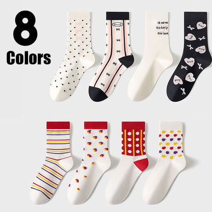 US Local 8 Pairs Womens Crew Socks Casual Knit Comfy Seamless Breathable Cool Dress Socks For Outdoor Sports Running Fitness Cycling