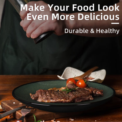 US Local Steak Plate Creative Western Food Plate Vegetable Plate Set Of 6 For Cereal, Salad, Pasta, Soup, Dessert, Serving Dishwasher, Microwave And Oven