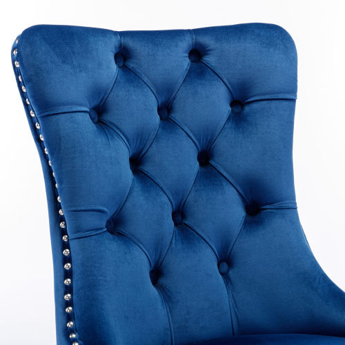 US Local High-end Tufted Solid Wood Contemporary Velvet Upholstered Dining Chair With Chrome Stainless Steel Plating Legs,Nailhead Trim,Set Of 2