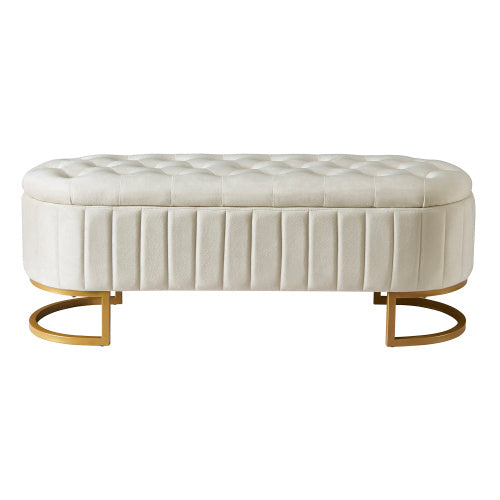 US Local Elegant Fabric Velvet Storage Footstool