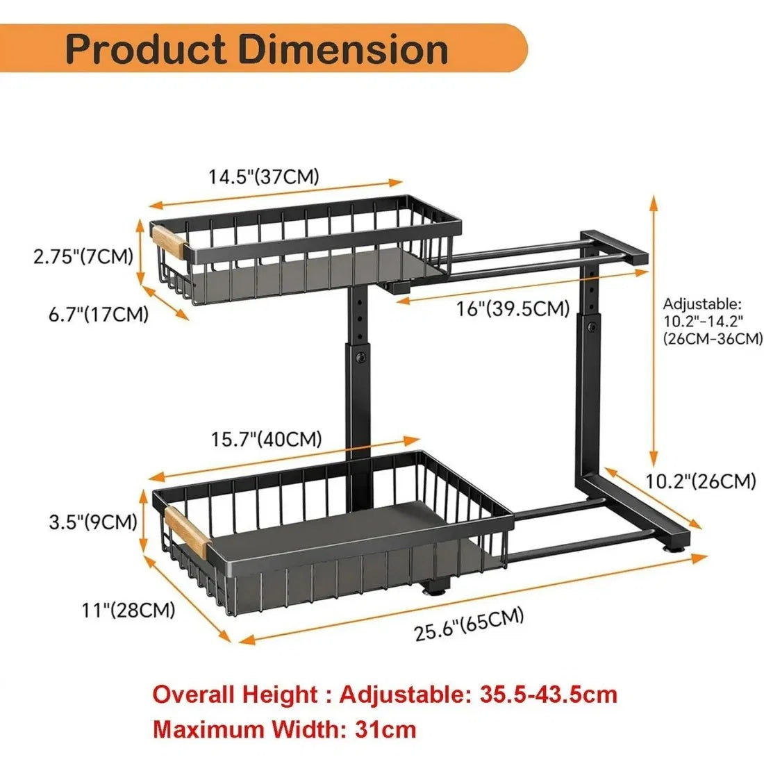 US Local 2 In Set Dish Drying Rack And Under Sink Organizer Rack, Large Dish Rack With Drainboard, 2 Tier Pull Out Cabinet Shelf For Kitchen Storage