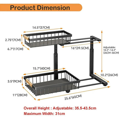 US Local 2 In Set Dish Drying Rack And Under Sink Organizer Rack, Large Dish Rack With Drainboard, 2 Tier Pull Out Cabinet Shelf For Kitchen Storage