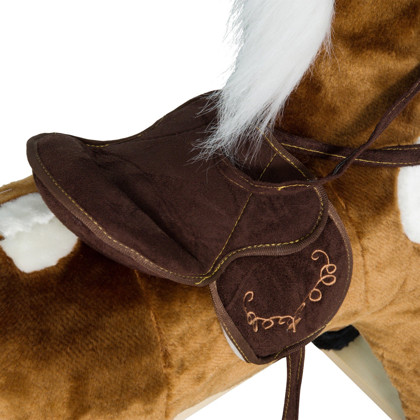 US Local Kids Plush Ride-On Rocking Horse Chair Toy With Nursery Rhyme Music Dark