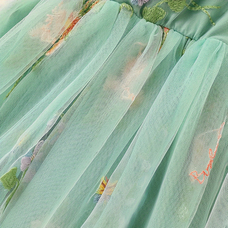 US Local Toddler Girl Dress Sleeveless Floral Playwear Bowknot Tulle Dresses Strap Princess Sundress