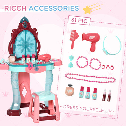 US Local Kids Vanity Set with Self-Opening Magic Mirror