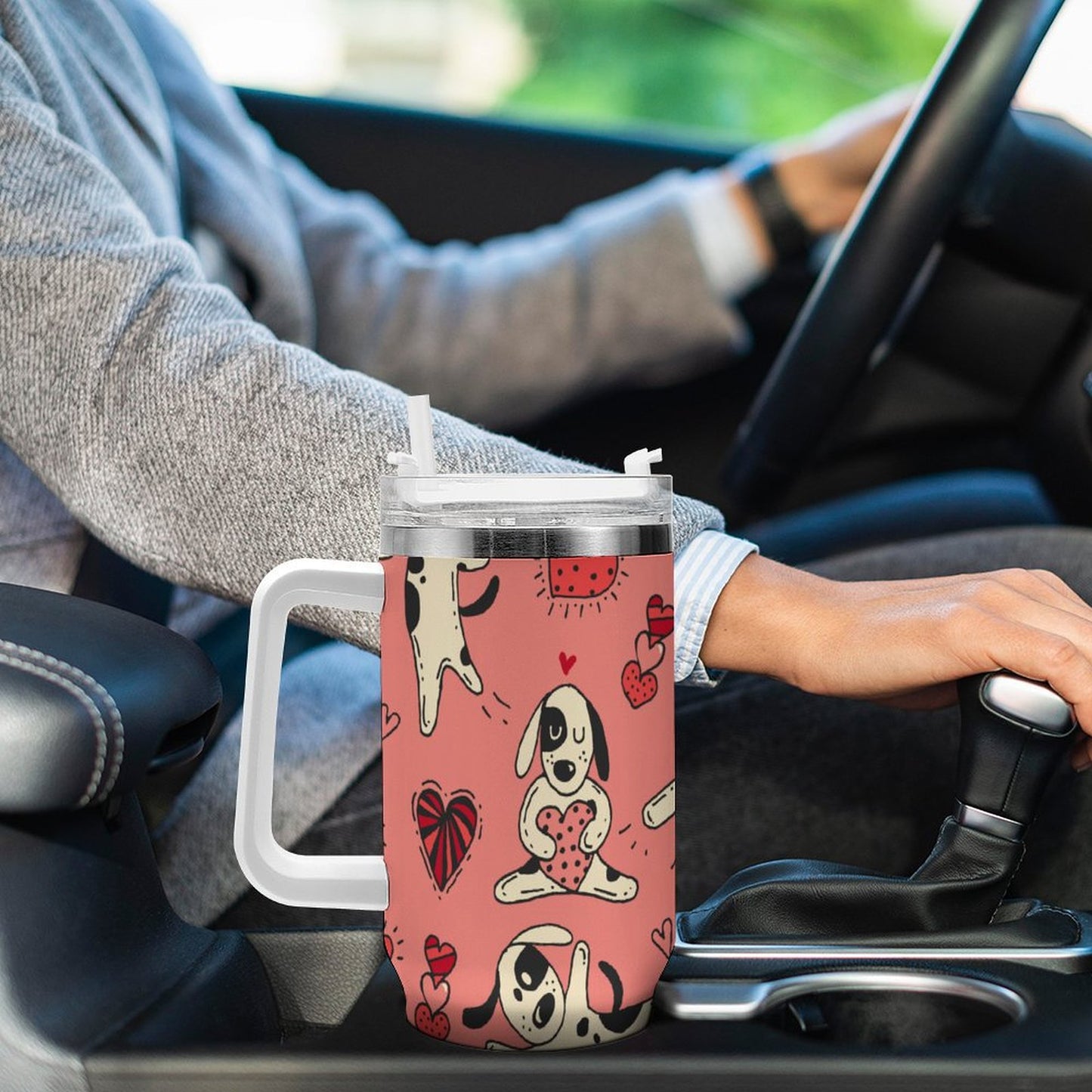 PHDT00359 POD US Local Tumbler 40 oz Large Capacity Car Cup Dog, Heart, Love